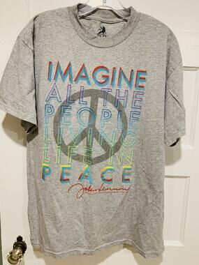 Zion Rootswear Lennon Imagine Peace Graphic Print Gray Size Large 2012